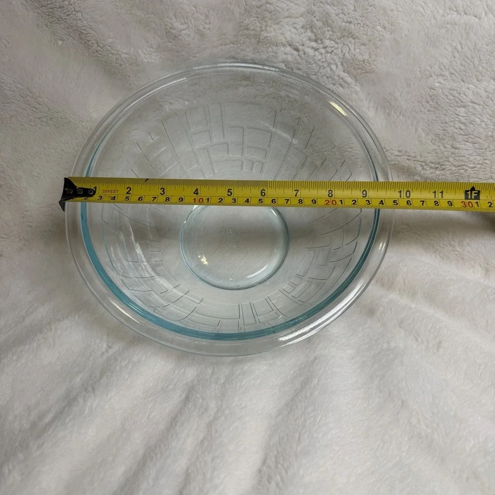 Pyrex Geometric Rectangles 2.5 Quart Clear Mixing Bowl 325 Made In USA Excellent